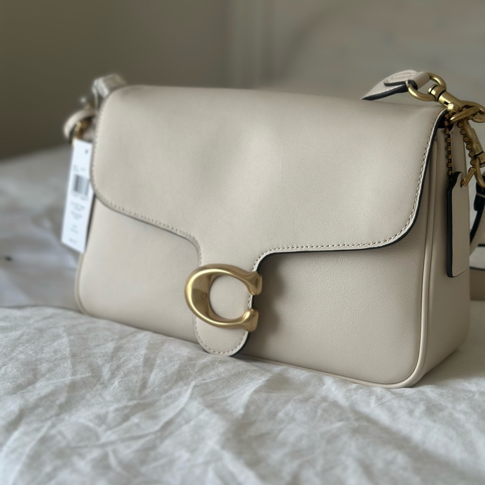 Coach Cream Shoulder Bag with Gold Accents